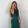 VESTIDO ESCOTE FLUÍDO LENTEJUELAS VERDE BOTELLA