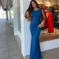 VESTIDO SIRENA LAZO PETRÓLEO