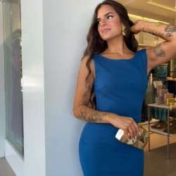 VESTIDO SIRENA LAZO PETRÓLEO