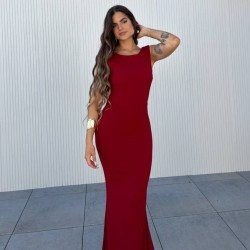 VESTIDO SIRENA LAZO VINO
