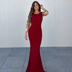VESTIDO SIRENA LAZO VINO