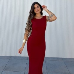 VESTIDO SIRENA LAZO VINO
