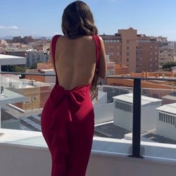 VESTIDO SIRENA LAZO VINO