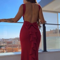 VESTIDO SIRENA LAZO VINO