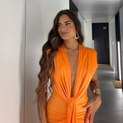 VESTIDO NUDO NARANJA