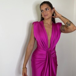 VESTIDO NUDO FUCSIA