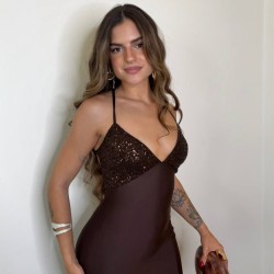 VESTIDO MARTINI LENTEJUELA CHOCO