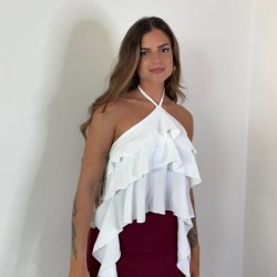 FALDA PANTALÓN CINTURÓN VINO