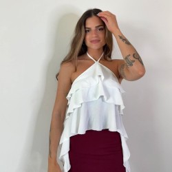FALDA PANTALÓN CINTURÓN VINO