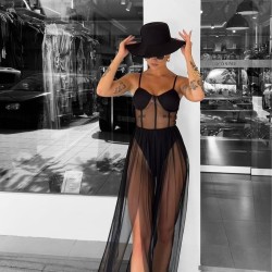 VESTIDO TUL TRANSPARENCIAS NEGRO