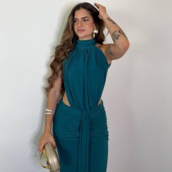 VESTIDO ELVIRA PETRÓLEO