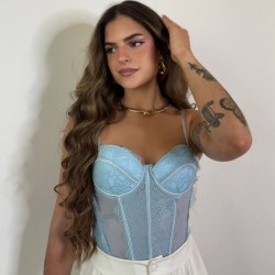 CORSET ENCAJE CELESTE