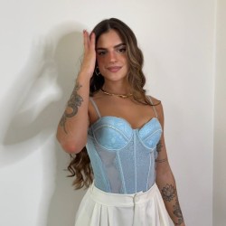 CORSET ENCAJE CELESTE