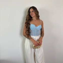 CORSET ENCAJE CELESTE