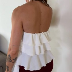 TOP HALTER VOLANTES BLANCO