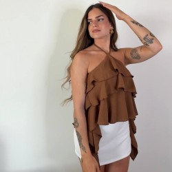 TOP HALTER VOLANTES CHOCO