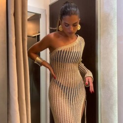 VESTIDO LUXURY ASIMÉTRICO DORADO