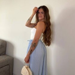 PANTALÓN VICHY CELESTE