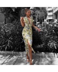 VESTIDO NUDO ESTAMPADO VERDE