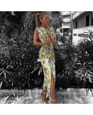 VESTIDO NUDO ESTAMPADO VERDE