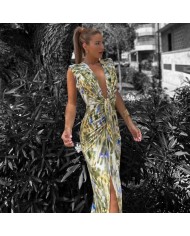 VESTIDO NUDO ESTAMPADO VERDE