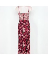 VESTIDO CORSET TUL ESTAMPADO VINO
