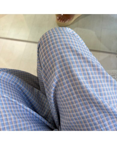 PANTALÓN CUADRITOS CELESTE