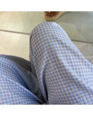 PANTALÓN CUADRITOS CELESTE
