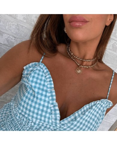 CONJUNTO VICHY TRIÁNGULO TURQUESA