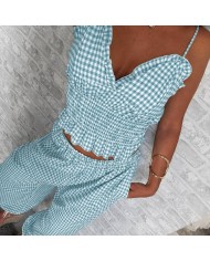 CONJUNTO VICHY TRIÁNGULO TURQUESA