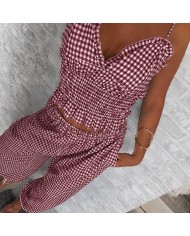 CONJUNTO VICHY TRIÁNGULO VINO