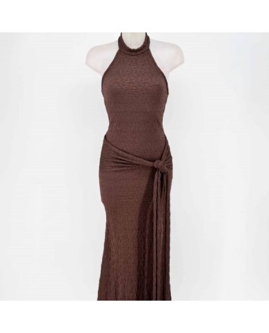 VESTIDO HALTER BAMBULA CHOCO