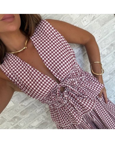 CONJUNTO NUDOS VICHY VINO