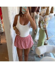 FALDA PANTALÓN GLOBO VICHY ROJA