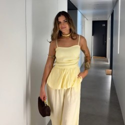 CONJUNTO BOMBACHO AMARILLO MANTEQUILLA