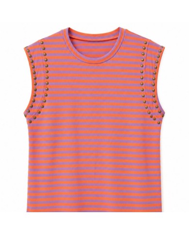 CAMISETA RAYAS TACHAS LILA