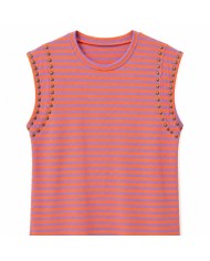 CAMISETA RAYAS TACHAS LILA