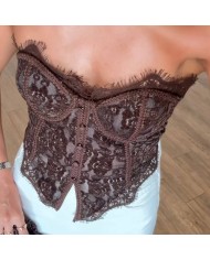 CORSET ENCAJE BOTONES CHOCO