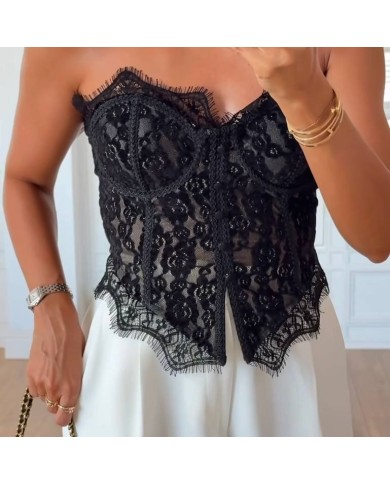 CORSET ENCAJE BOTONES NEGRO