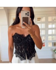 CORSET ENCAJE BOTONES NEGRO