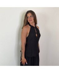 TOP HALTER NUDOS NEGRO
