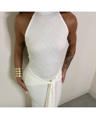 VESTIDO HALTER RELIEVE BLANCO