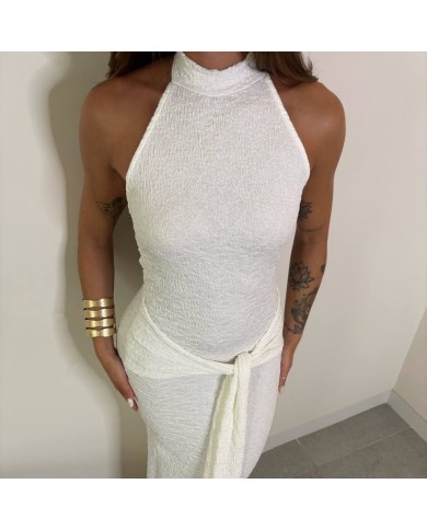 VESTIDO HALTER RELIEVE BLANCO