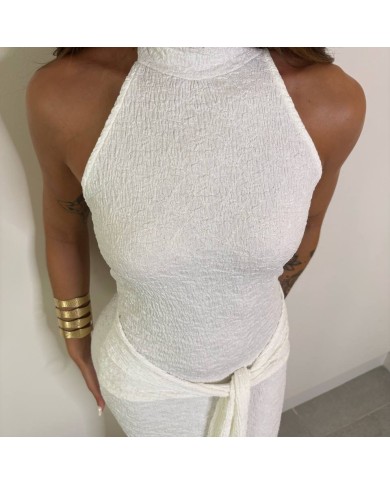 VESTIDO HALTER RELIEVE BLANCO