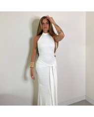 VESTIDO HALTER RELIEVE BLANCO