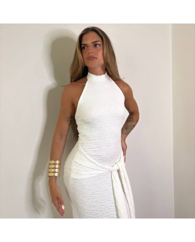 VESTIDO HALTER RELIEVE BLANCO