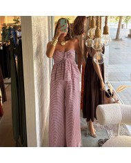 CONJUNTO VICHY VUELO VINO