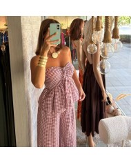 CONJUNTO VICHY VUELO VINO
