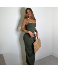 VESTIDO BASIC AJUSTADO VERDE MILITAR