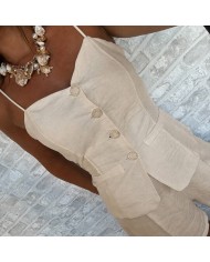 CONJUNTO TIPO LINO CORTO CREMA